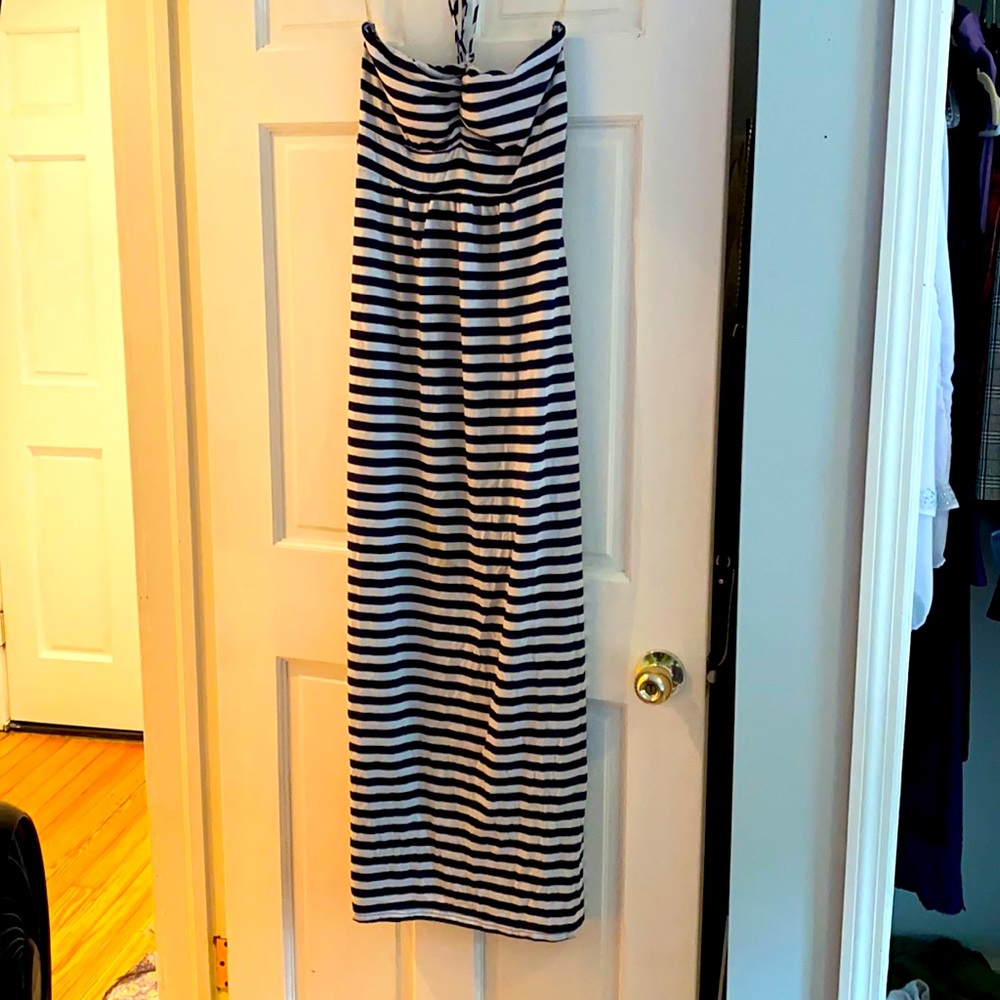 Small Maxi Dark Blue Striped Dress